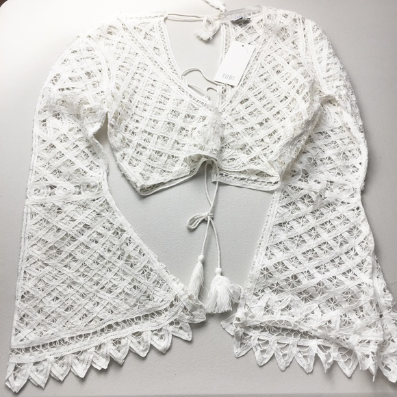 Tobi Tops - Tobi Crochet Lace Bell Sleeve Top